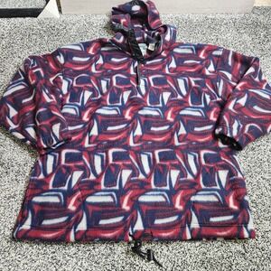 Vtg McIntosh & Seymour Fleece Jacket pullover Sz L Geometric Hoodie Groovy Rugby